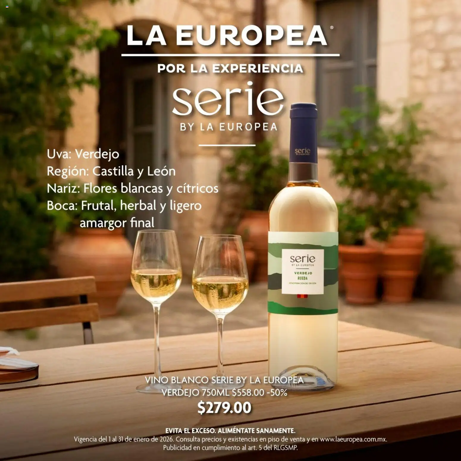 Vista previa las ofertas de la tienda La Europea - Catálogo Vino Blanco Serie By Verdejo 750 ml desde el 01/01/2026 