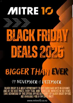 Preview of catalogue Black Friday from shop Mitre 10 valid 19 Nov 2025