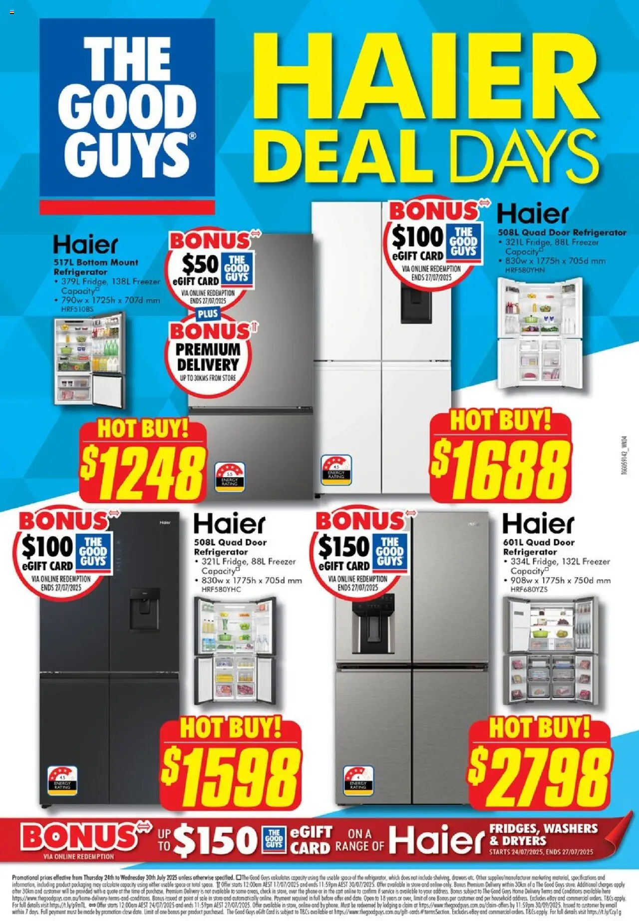 The Good Guys catalogue valid from 23/07/2025 - page 1 - Door, Household, Date, Phone, Freezer, Refrigerator