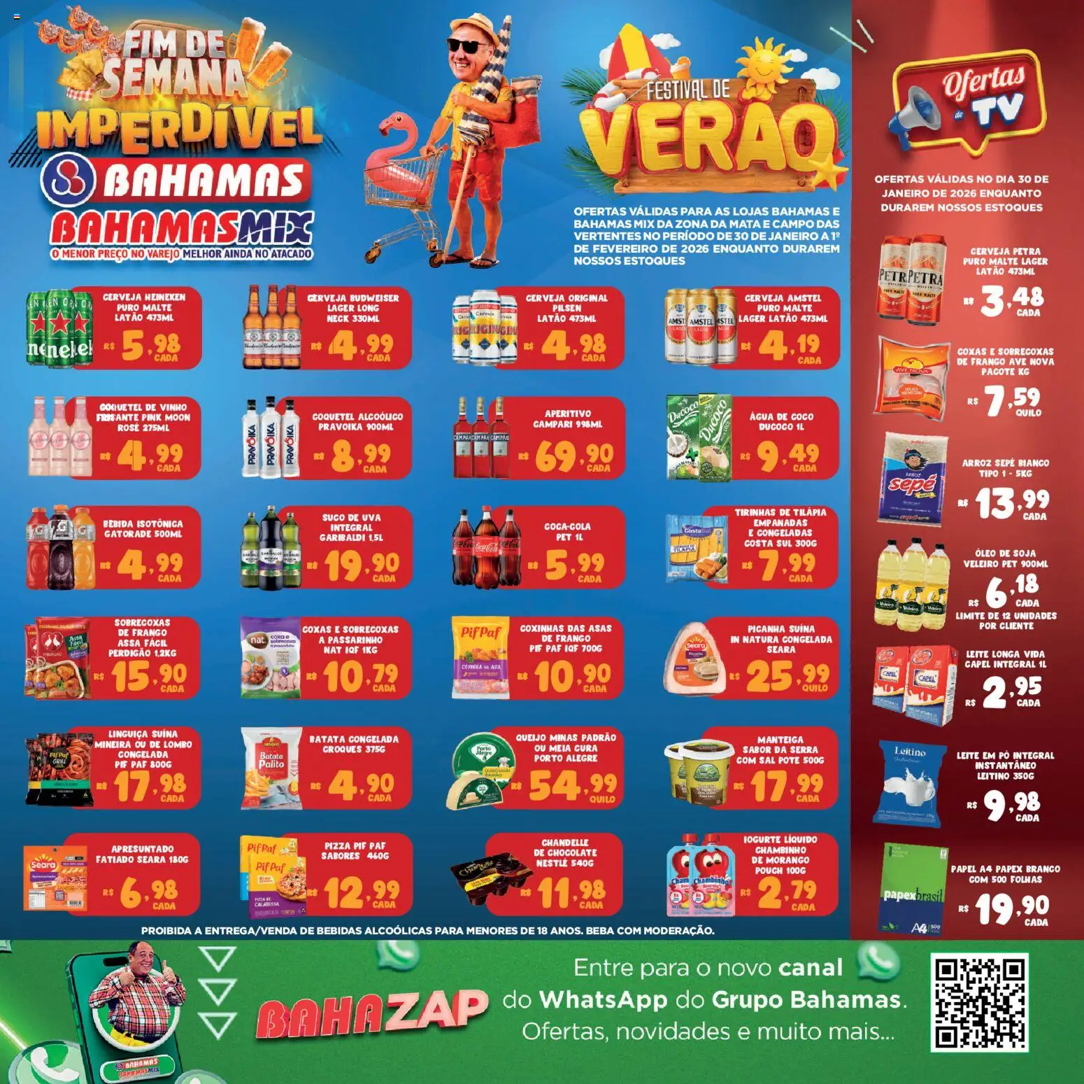 Pré-Visualização do folheto "Ofertas Fim de Semana Imperdível" da loja Bahamas Supermercados válido a partir de 30/01/2026