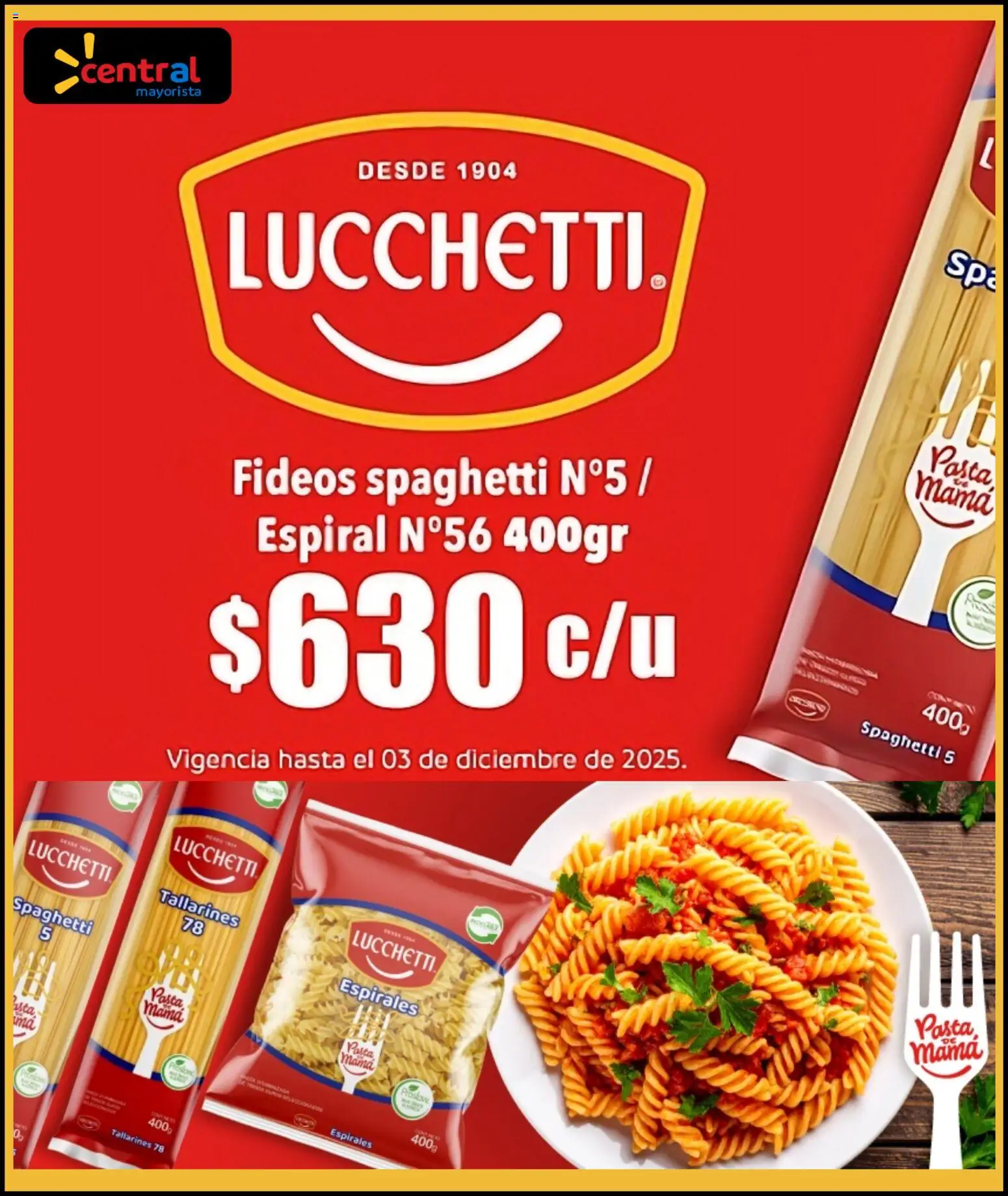 Folleto de la tienda Central Mayorista válido desde el 07.01.2026 - Pasta, Fideos