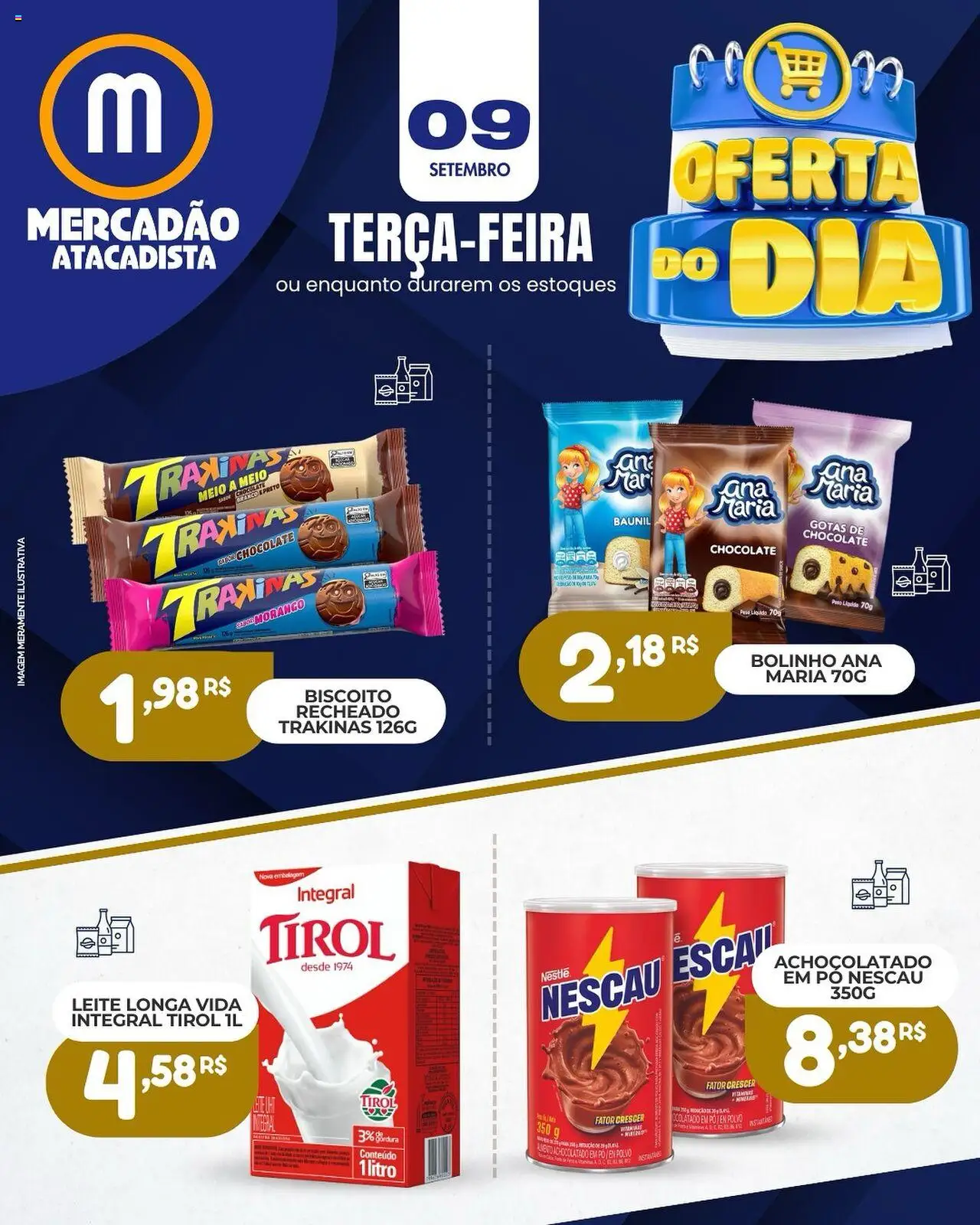 Mercadão Atacadista folheto "Ofertas do Dia" válido a partir de 09/09/2025 - número de página 1 - Chocolate, Biscoito, Leite, Polvo, Nescau, Pó, Achocolatado, Leite longa vida