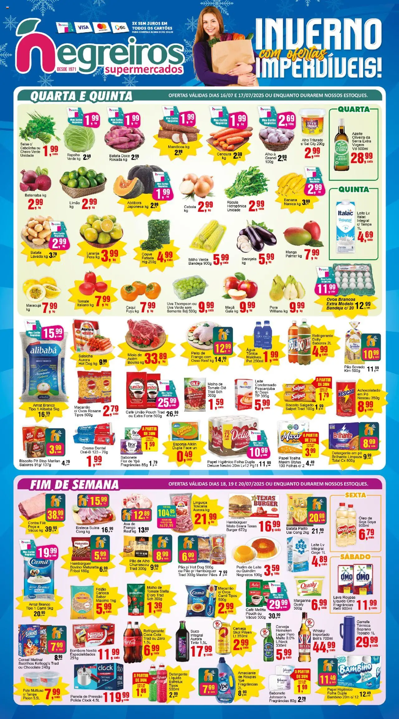 Negreiros folheto "Ofertas da semana" válido a partir de 16/07/2025 - número de página 1 - Sal, Ovos, Beterraba, Couve, Amaciante, Cebola, Repolho, Esponja