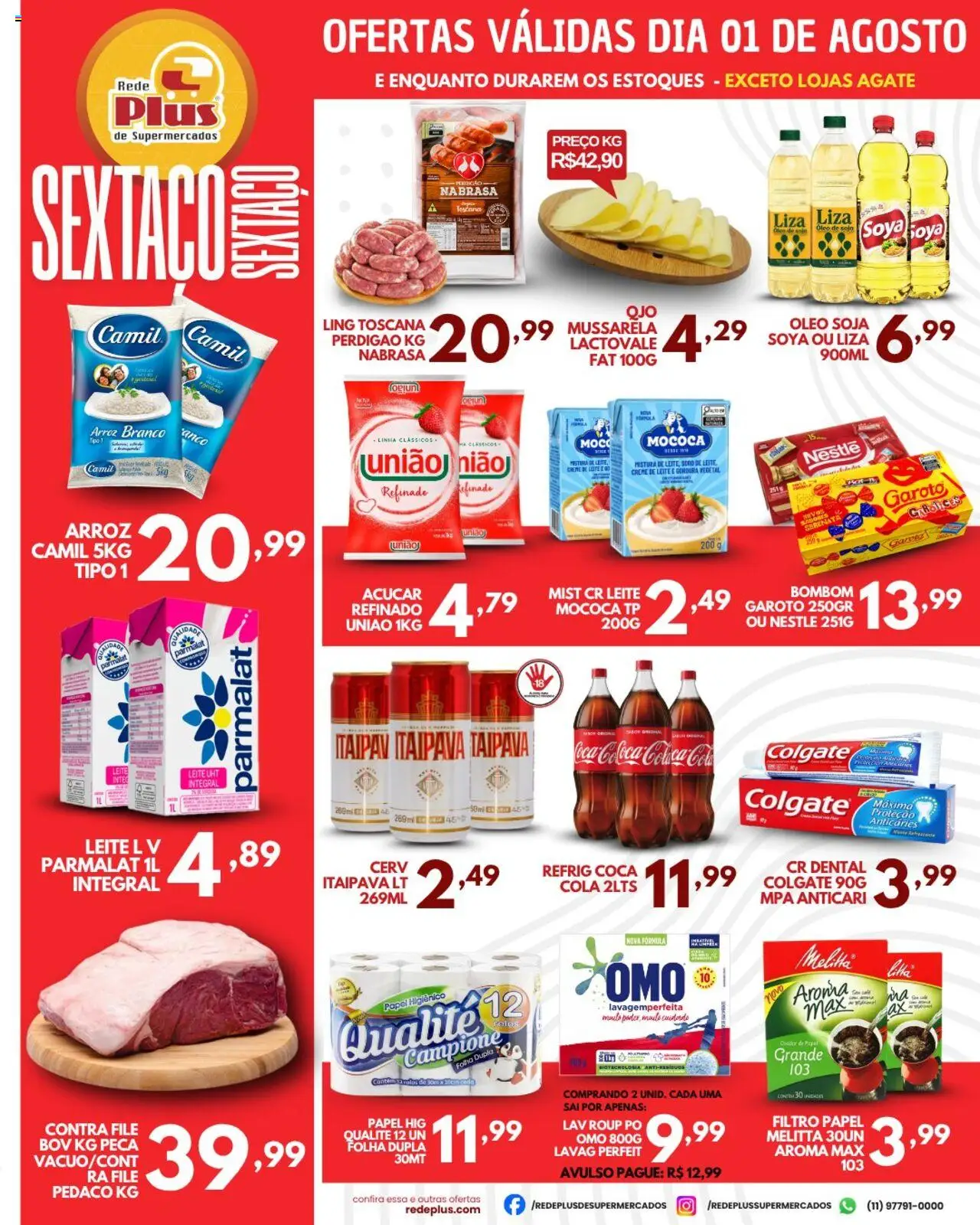 Rede Plus Supermercados folheto "Ofertas da semana" válido a partir de 01/08/2025 - número de página 1