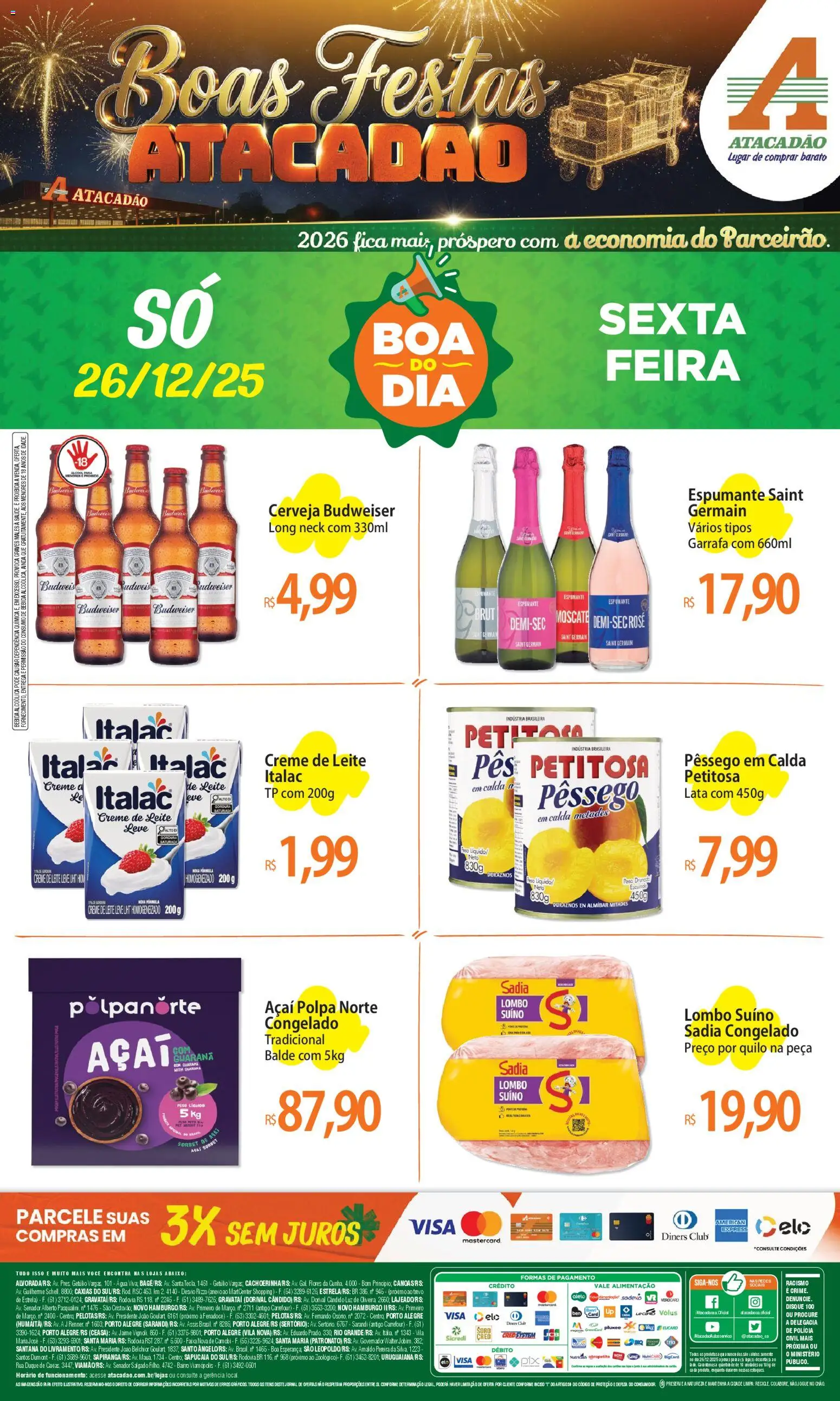 Pré-Visualização do folheto "Ofertas - RS" da loja Atacadão válido a partir de 26/12/2025