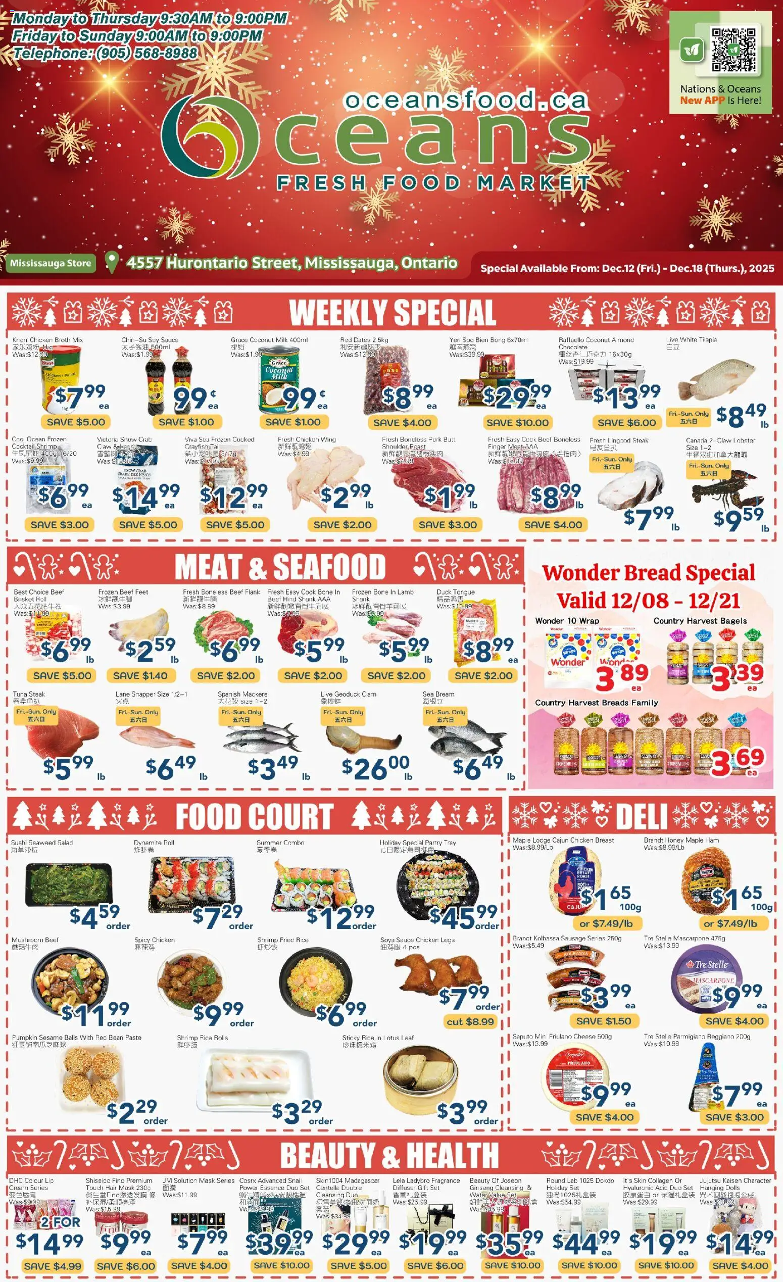 Preview of leaflet Weekly Flyer - Mississauga from shop Oceans is valid from Dec 12, 2025