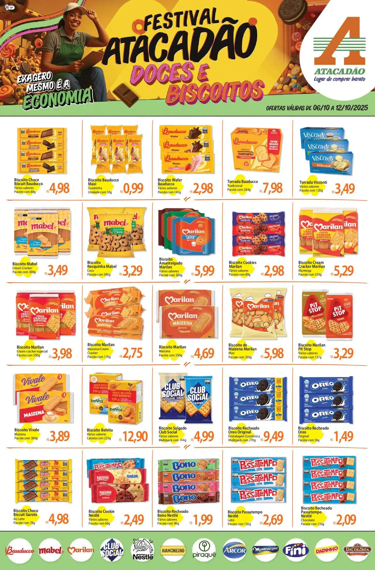Pré-Visualização do folheto "Ofertas - SP" da loja Atacadão válido a partir de 06/10/2025 - Cookies, Biscoito, Leite, Biscoitos, Manteiga, Rosquinha, Cream cracker, Biscoito recheado