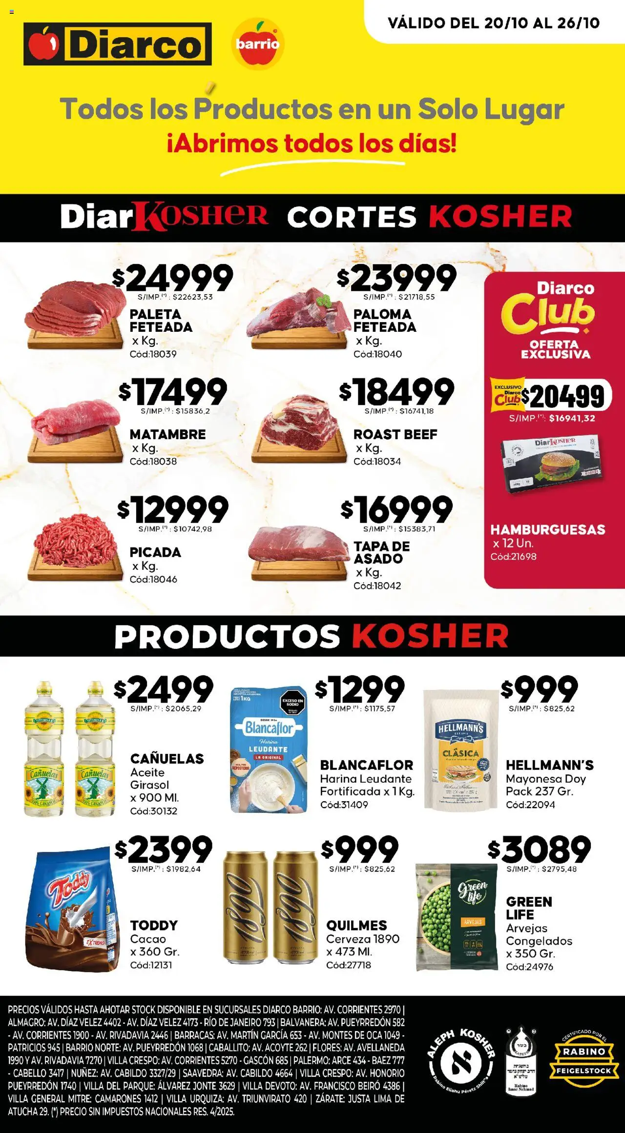 Diarco Ofertas Kosher del 20/10/2025 Online