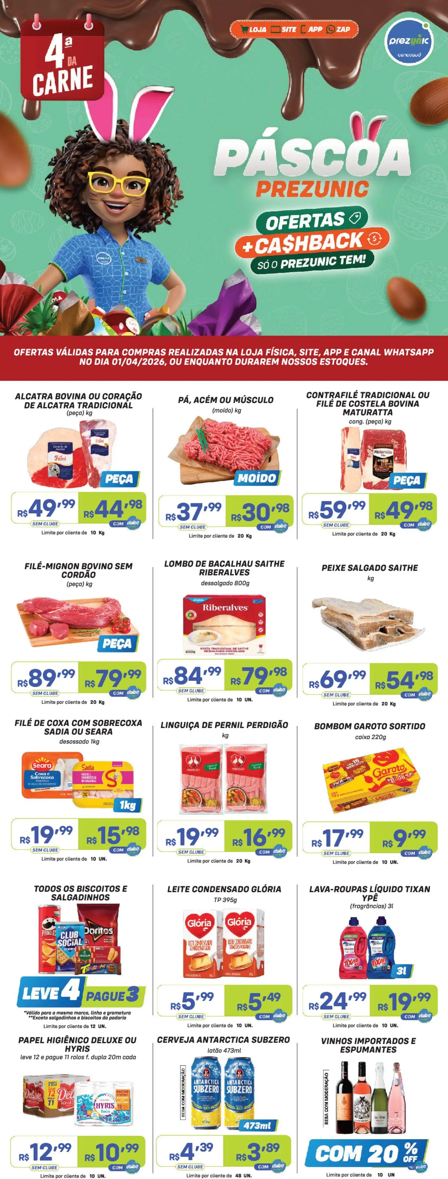 Pré-Visualização do folheto "Prezunic ofertas Quarta da Carne" da loja Prezunic válido a partir de 01/04/2026