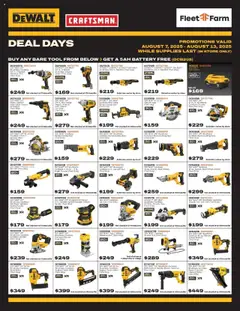 Ad Preview of Mills Fleet Farm DeWalt Deal Days from 08/07/2025