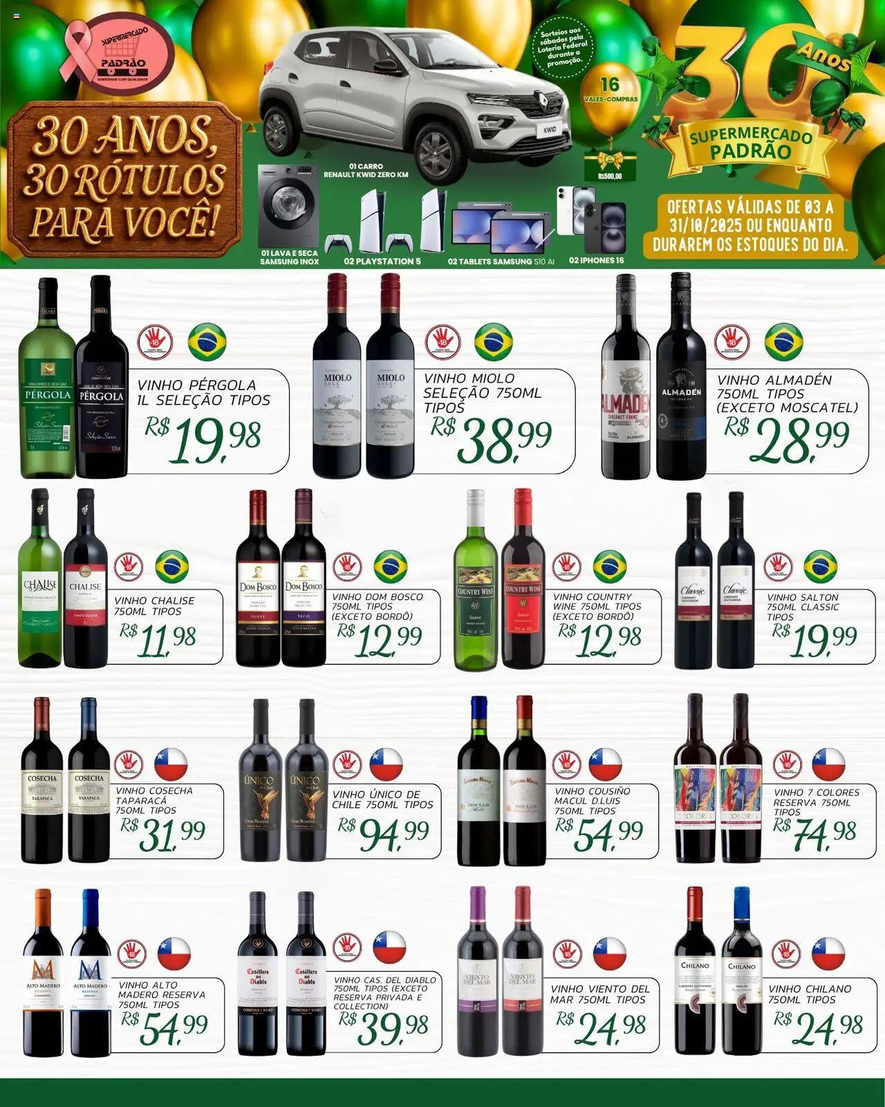 Supermercado Padrão folheto "Ofertas Vinhos" válido a partir de 03/10/2025 - número de página 1