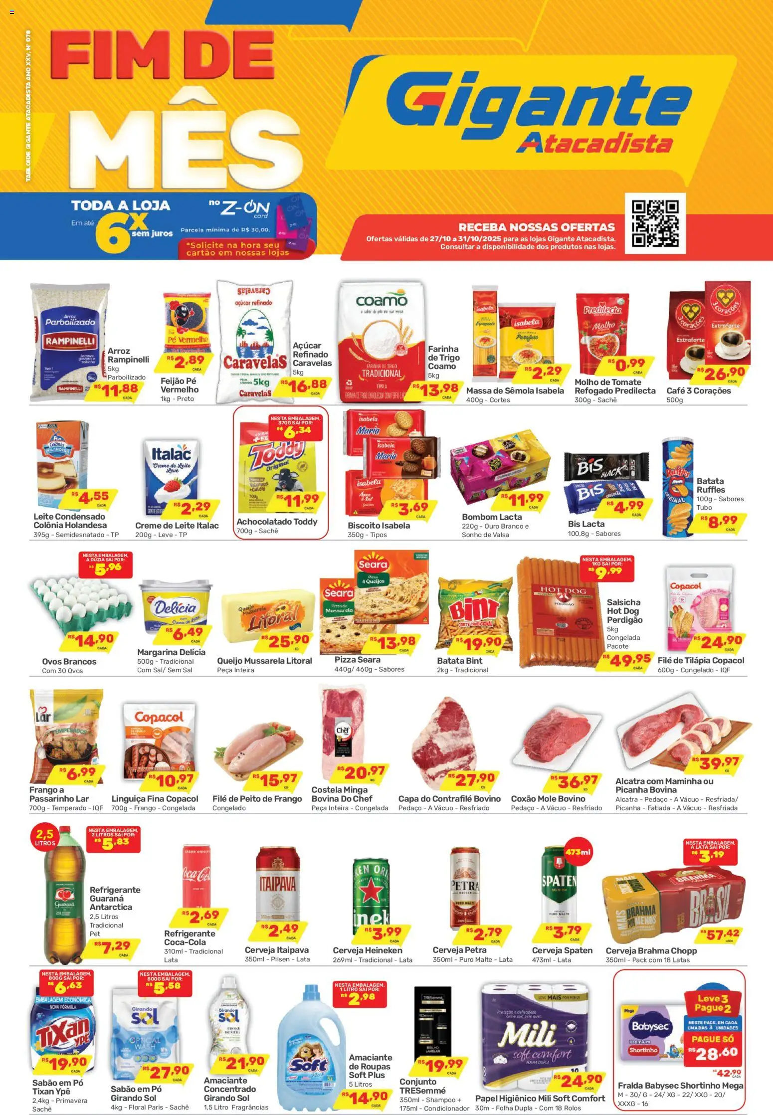 Gigante Atacadista folheto "Ofertas da semana" válido a partir de 27/10/2025 - número de página 1 - Cerveja, Ovos, Queijo, Batata, Tomate, Linguiça, Maminha, Coxão mole