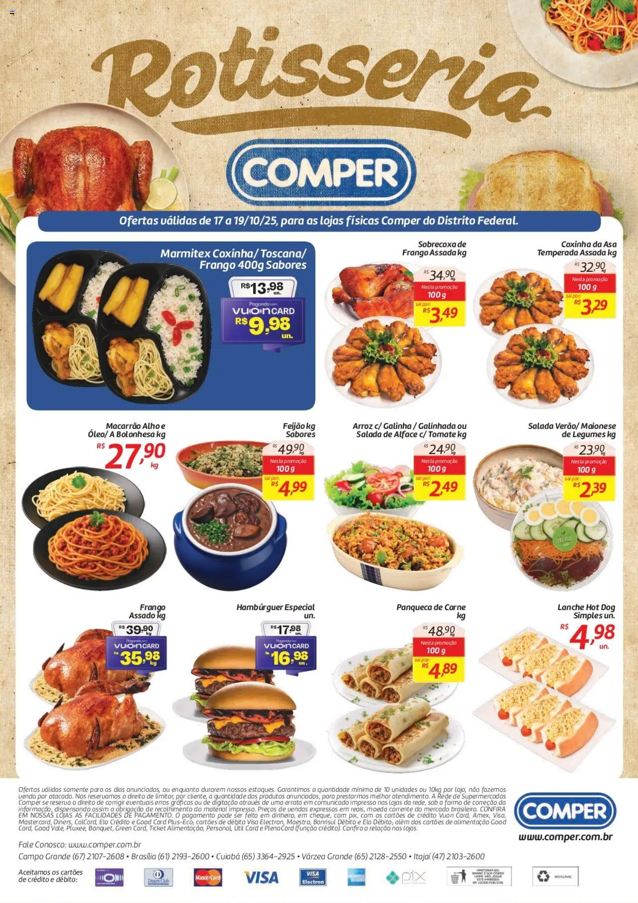 Comper folheto "Ofertas Rotisseria" válido a partir de 17/10/2025 - número de página 1 - Hambúrguer, Arroz, Feijão, Frango, Legumes, Tomate, Maionese, Alho