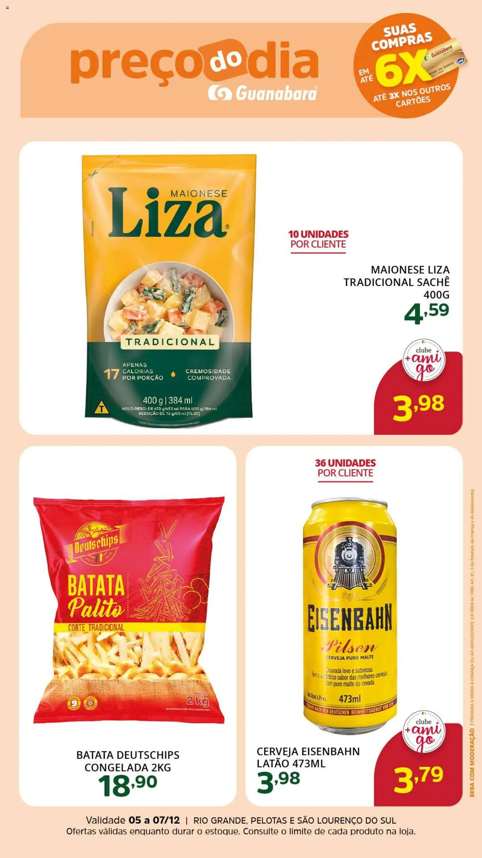 Pré-Visualização do folheto "Ofertas da semana" da loja Supermercado Guanabara válido a partir de 05/12/2025 - Cerveja, Batata, Maionese, Eisenbahn