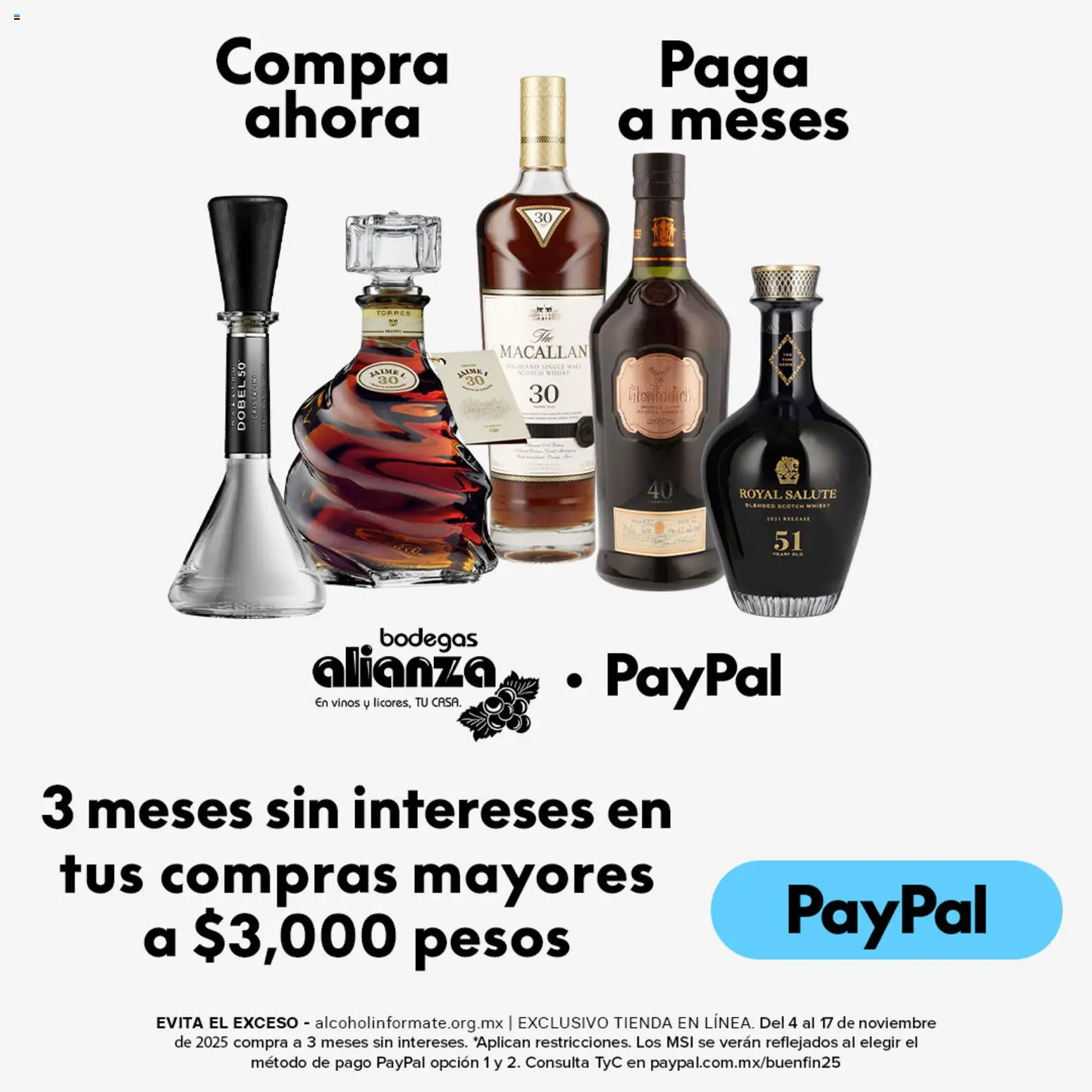 Vista previa las ofertas de la tienda Bodegas Alianza - Catálogo Meses sin intereses en compras mayores a $3000 pesos desde el 04/11/2025 - Whisky