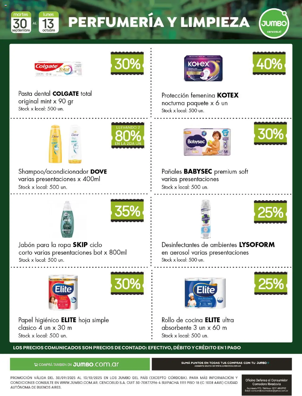 Jumbo Especial Perfumería y Limpieza del 30/09/2025 >> Catálogo - Pasta, Cocina, Ropa, Teléfono, Pañales, Papel higiénico, Jabón, Pasta dental