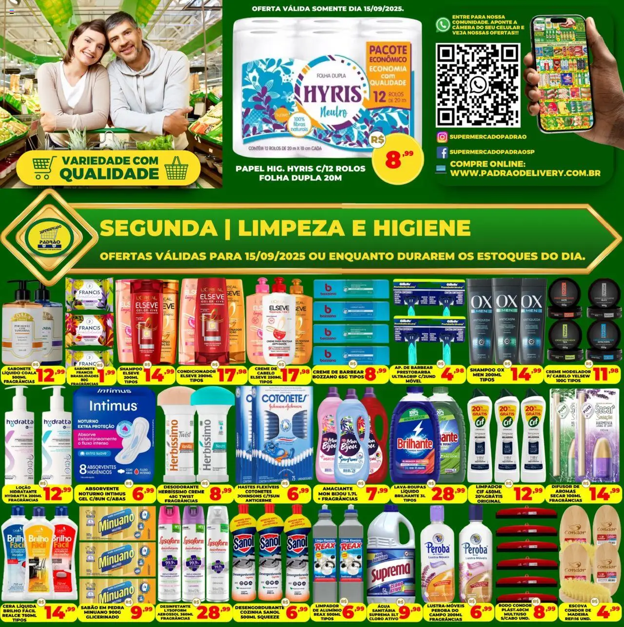 Supermercado Padrão folheto "Ofertas Higiene e Limpeza" válido a partir de 15/09/2025 - número de página 1