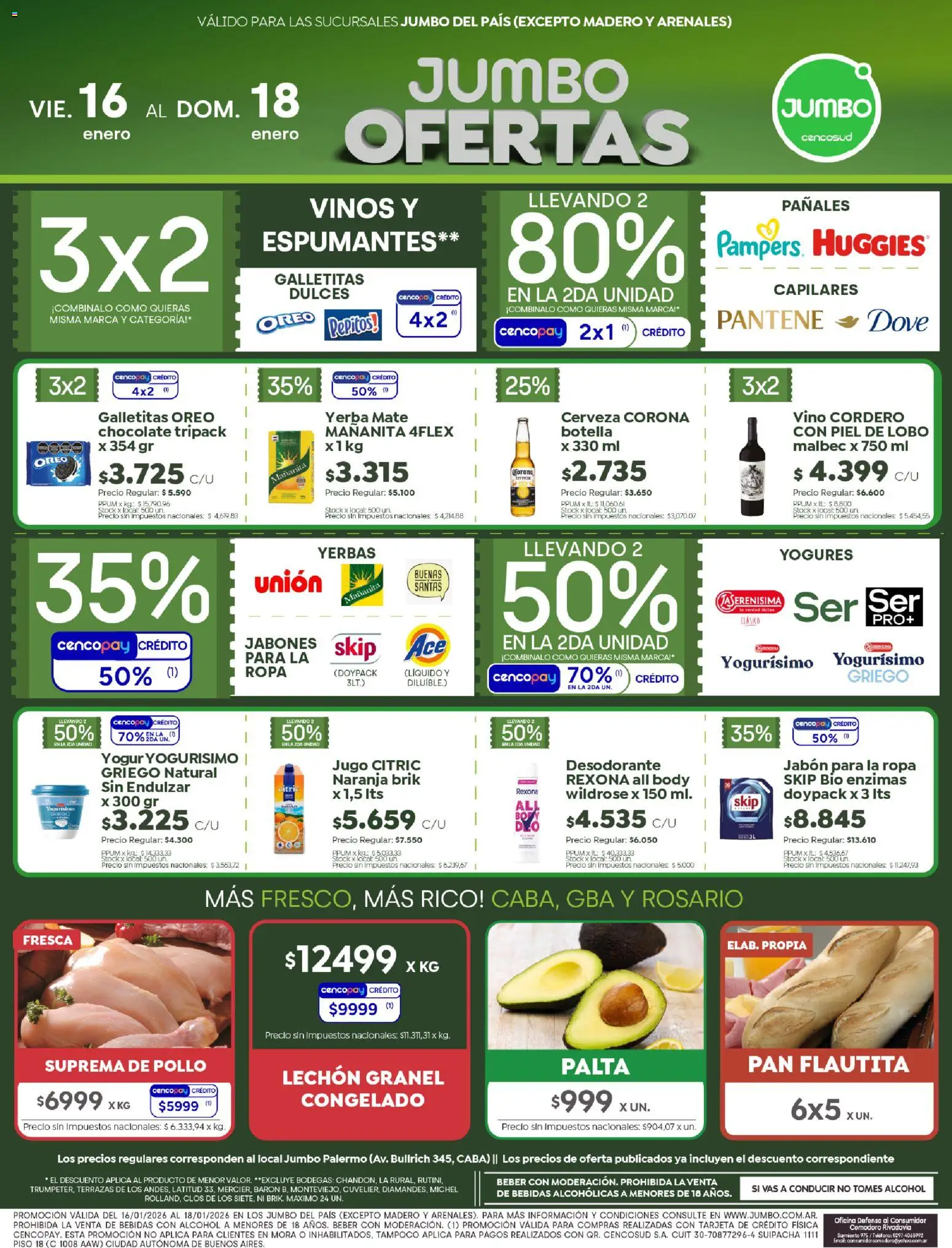 Vista previa del folleto de la tienda Jumbo válido desde el 16/01/2026 - Ropa, Cerveza, Bebidas, Vino, Alcohol, Yerba, Galletitas, Yogur