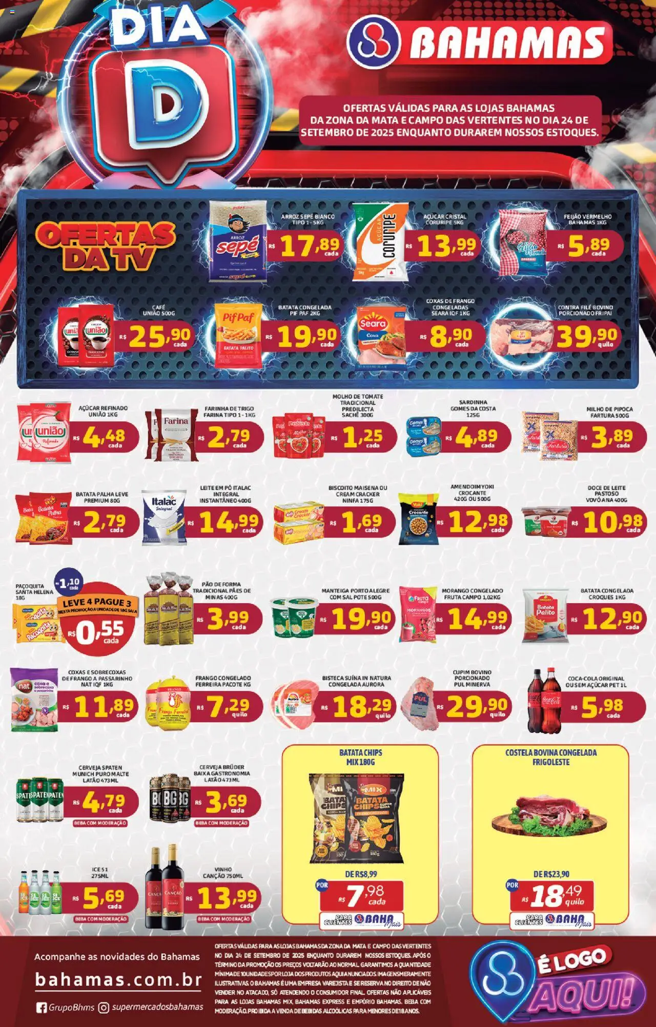 Bahamas Supermercados folheto "Ofertas Dia D" válido a partir de 24/09/2025 - número de página 1
