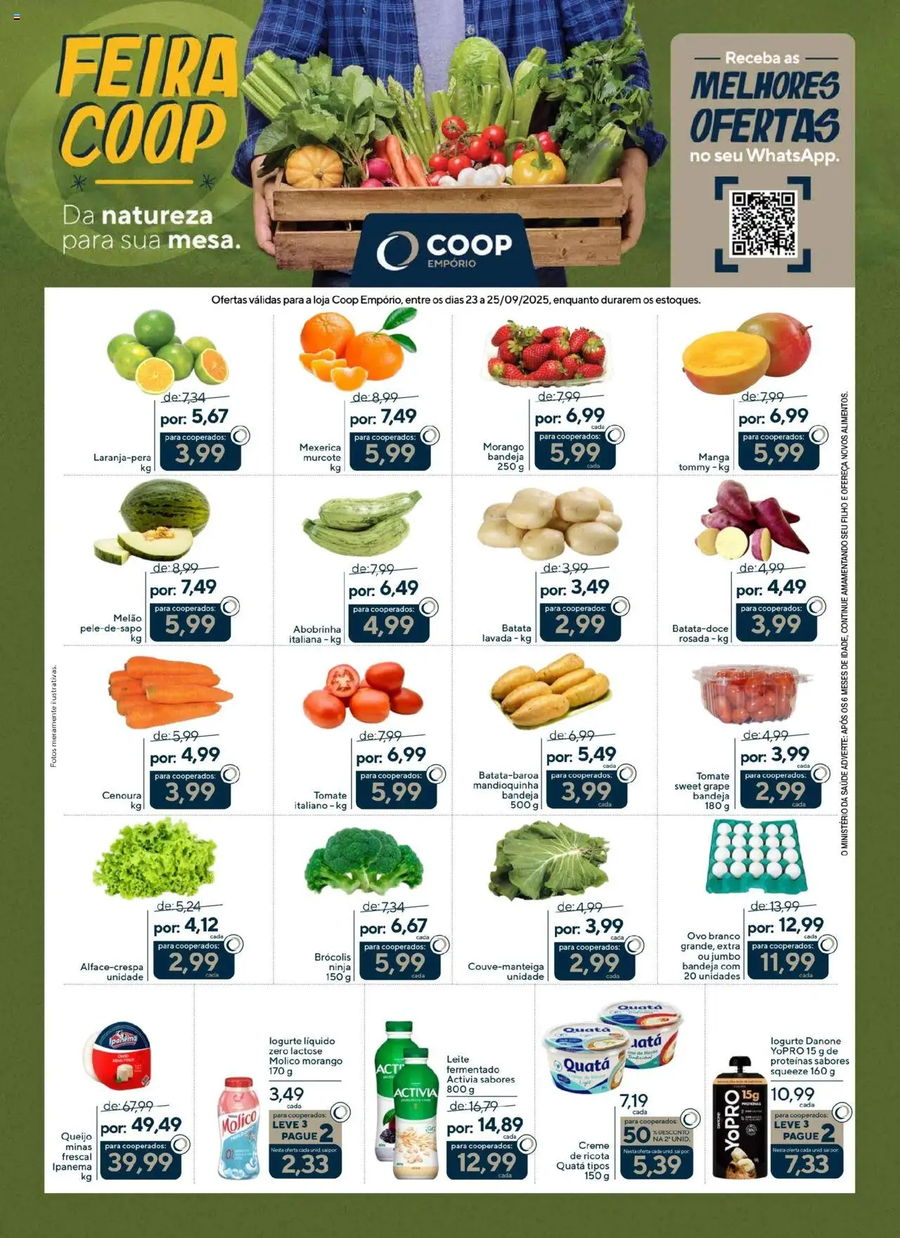 Coop folheto "Ofertas do Açougue Benassi" válido a partir de 23/09/2025 - número de página 1 - Manga, Brócolis, Batata, Abobrinha, Tomate, Melão, Ricota, Mandioquinha