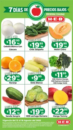 Vista previa las ofertas de la tienda H-E-B - Folleto Precios Bajos desde el 12/08/2025 