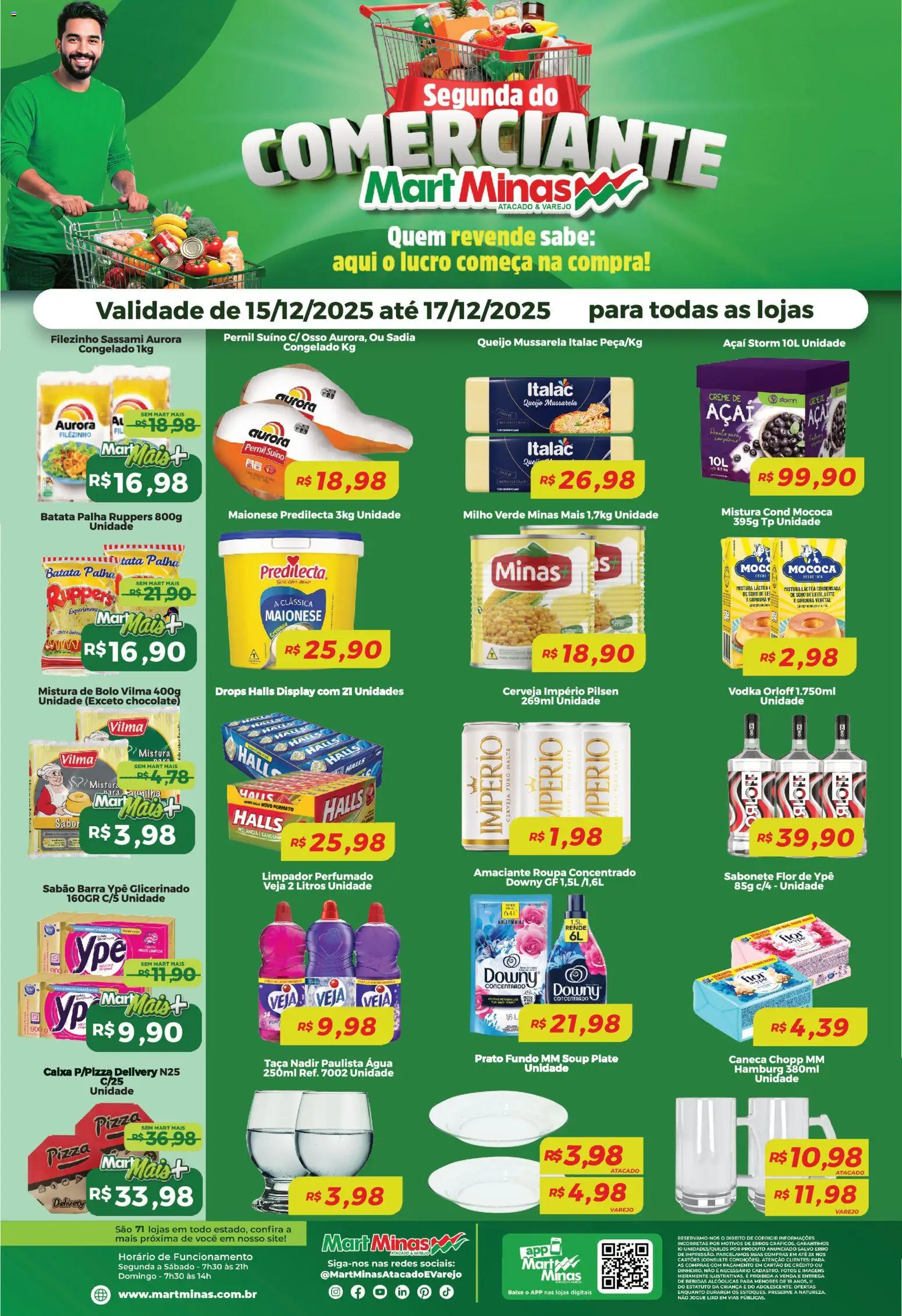 Pré-Visualização do folheto "Ofertas Segunda do Comerciante" da loja Mart Minas válido a partir de 15/12/2025