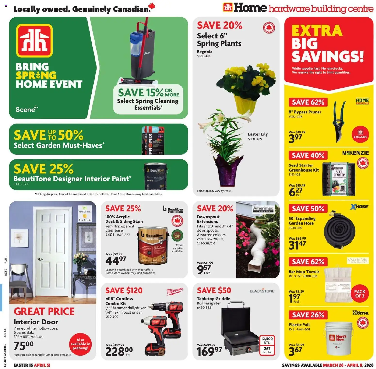 Preview of leaflet Home Hardware weekly flyer / circulaire from shop Home Hardware is valid from Mar 26, 2026 - Door, Mop, Towels