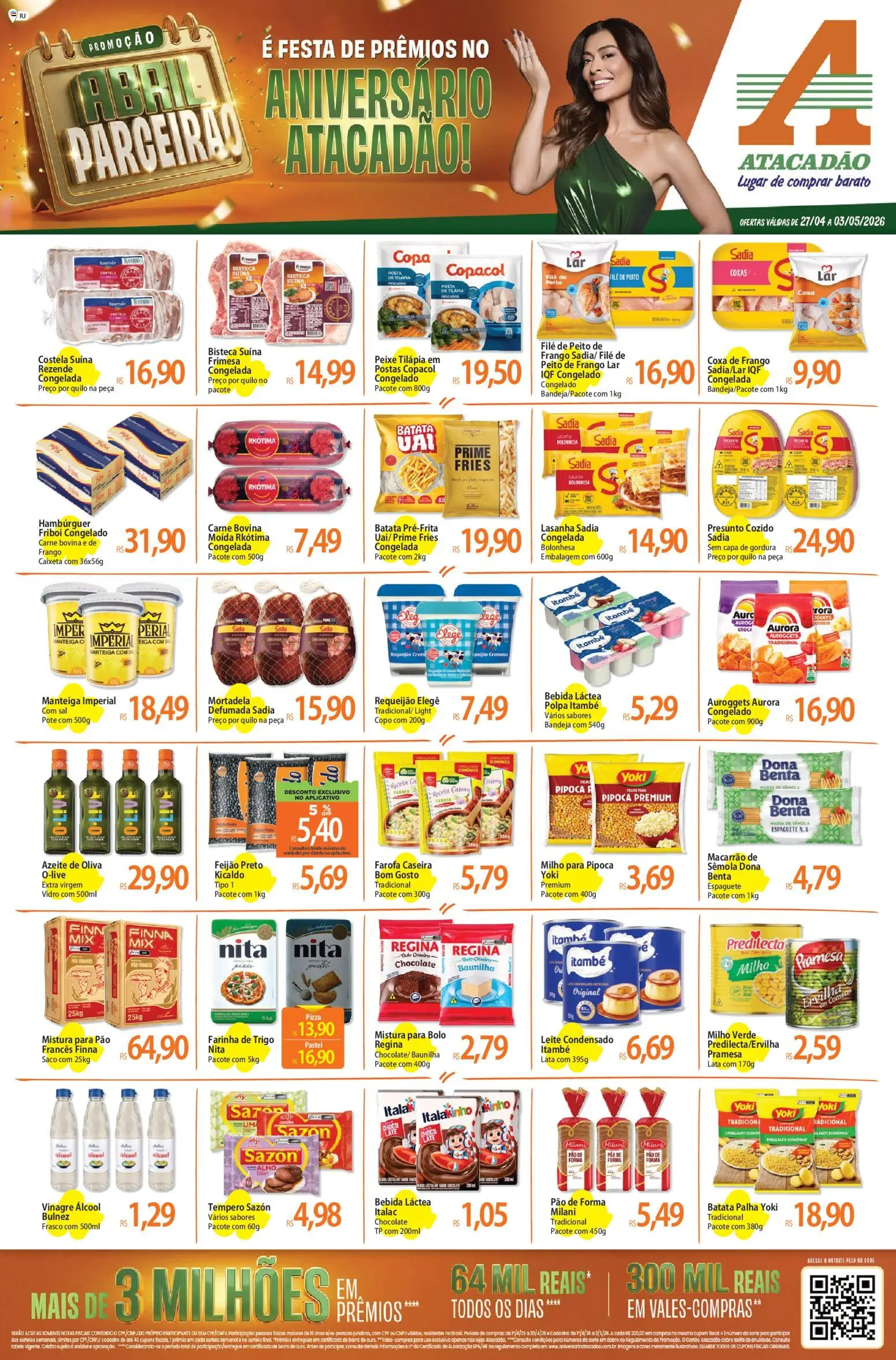 Pré-Visualização do folheto "Atacadão ofertas - RJ" da loja Atacadão válido a partir de 27/04/2026 - Gin, Peixe, Macarrão, Lasanha, Sal, Bebida, Farinha de trigo, Milho verde