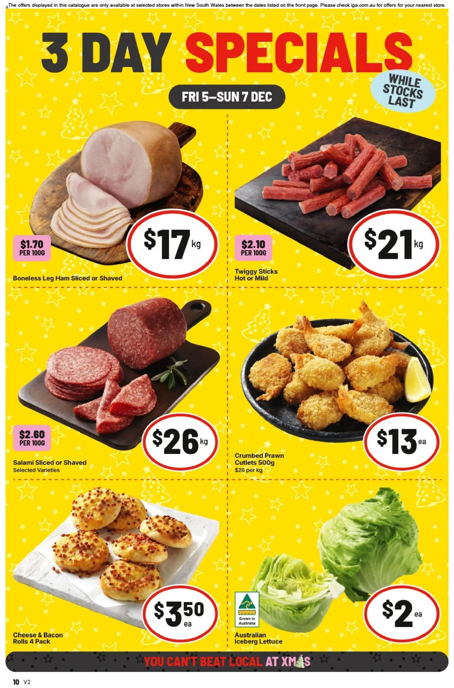 Preview of catalogue 3 Day Specials - NSW from shop IGA valid 05/12/2025 - Bacon, Cheese, Salami, Ham, Lettuce, Iceberg lettuce