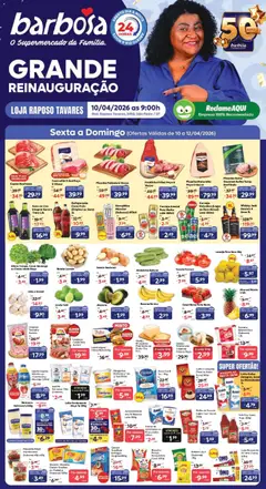 Pré-Visualização do folheto "Barbosa Supermercados ofertas Reinauguração Raposo Tavares" da loja Barbosa Supermercados válido a partir de 10/04/2026