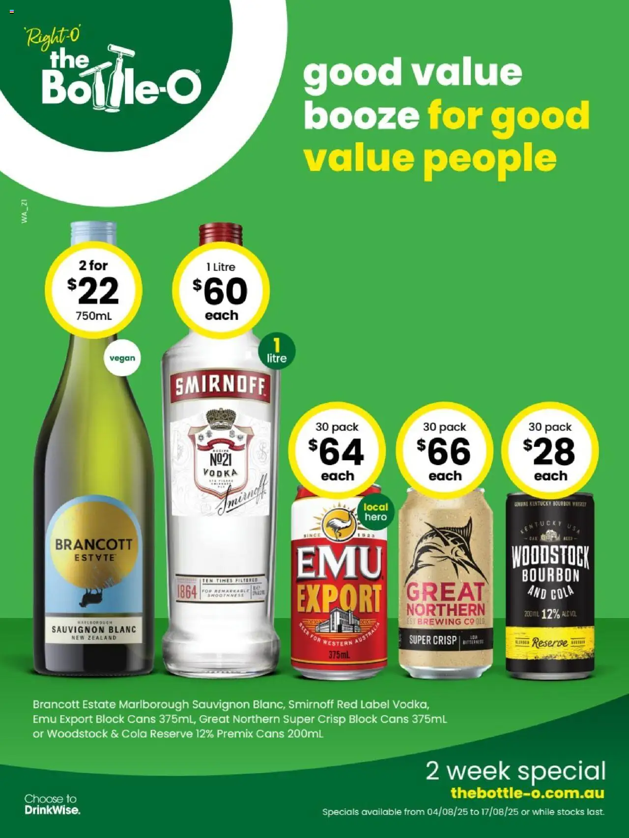 The Bottle-O catalogue valid from 04/08/2025 - page 1 - Bourbon, Vodka, Whiskey