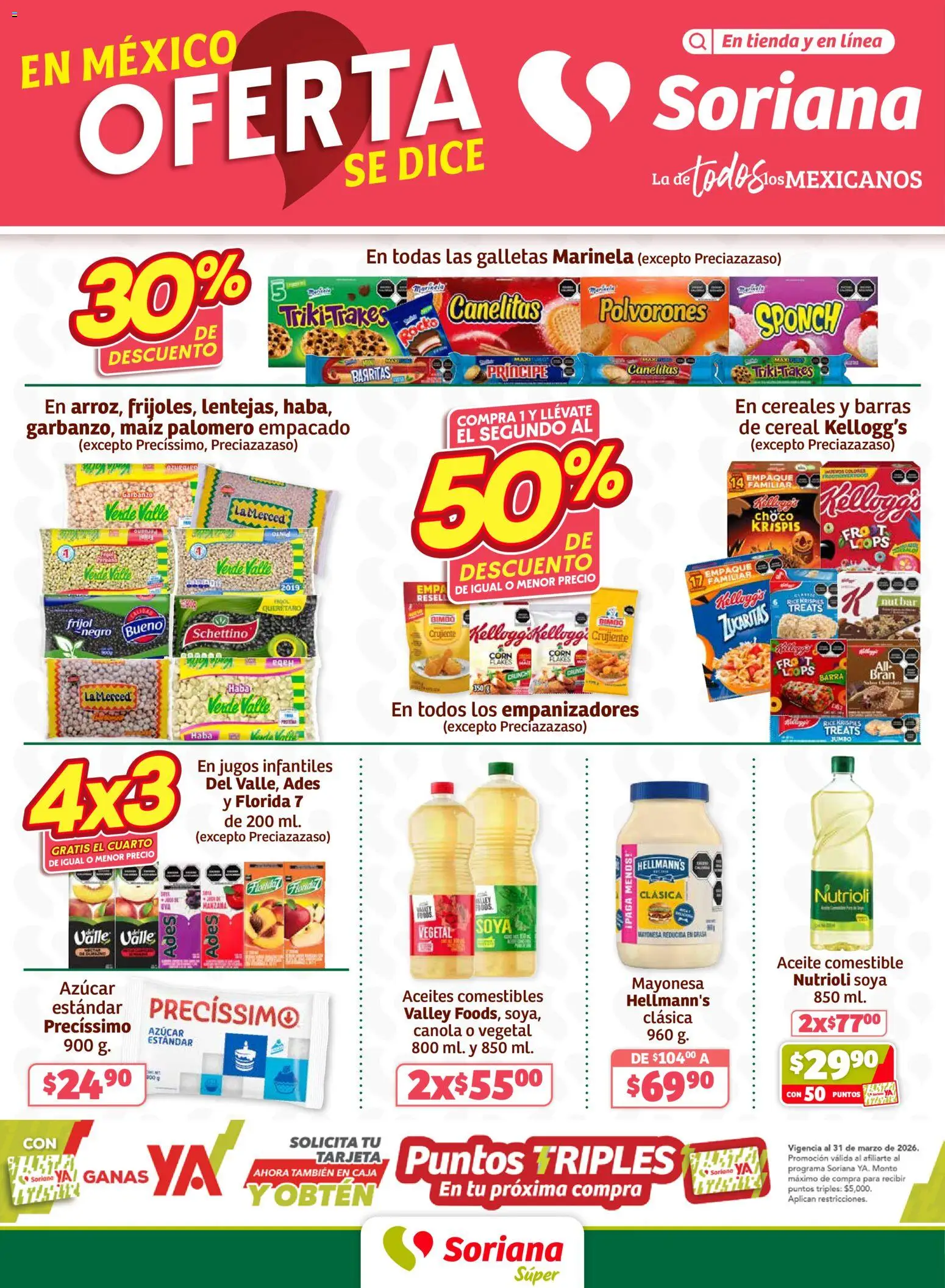 Vista previa las ofertas de la tienda Soriana - Soriana Fin de Semana Súper: Chih, Delicias, Dur y Coah (excepto Saltillo) desde el 05/03/2026 - Galletas, Azúcar, Maíz, Cereales, Aceite, Caja, Mayonesa, Barra