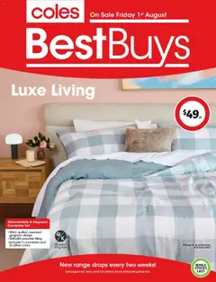 Preview of catalogue BestBuys - Luxe Living from shop Coles valid 01/08/2025