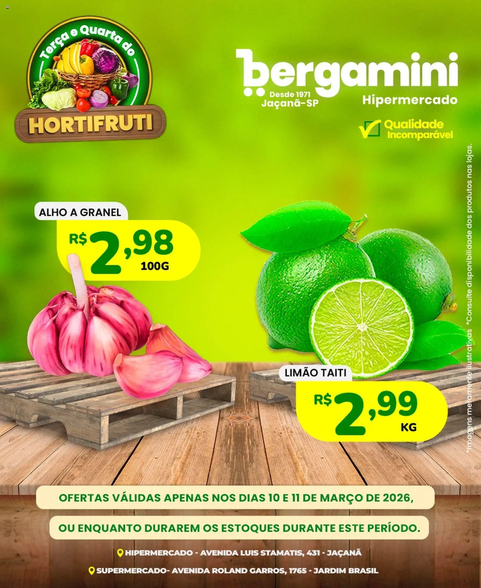 Pré-Visualização do folheto "Supermercado Bergamini ofertas Hortifruti" da loja Supermercado Bergamini válido a partir de 10/03/2026 - Alho