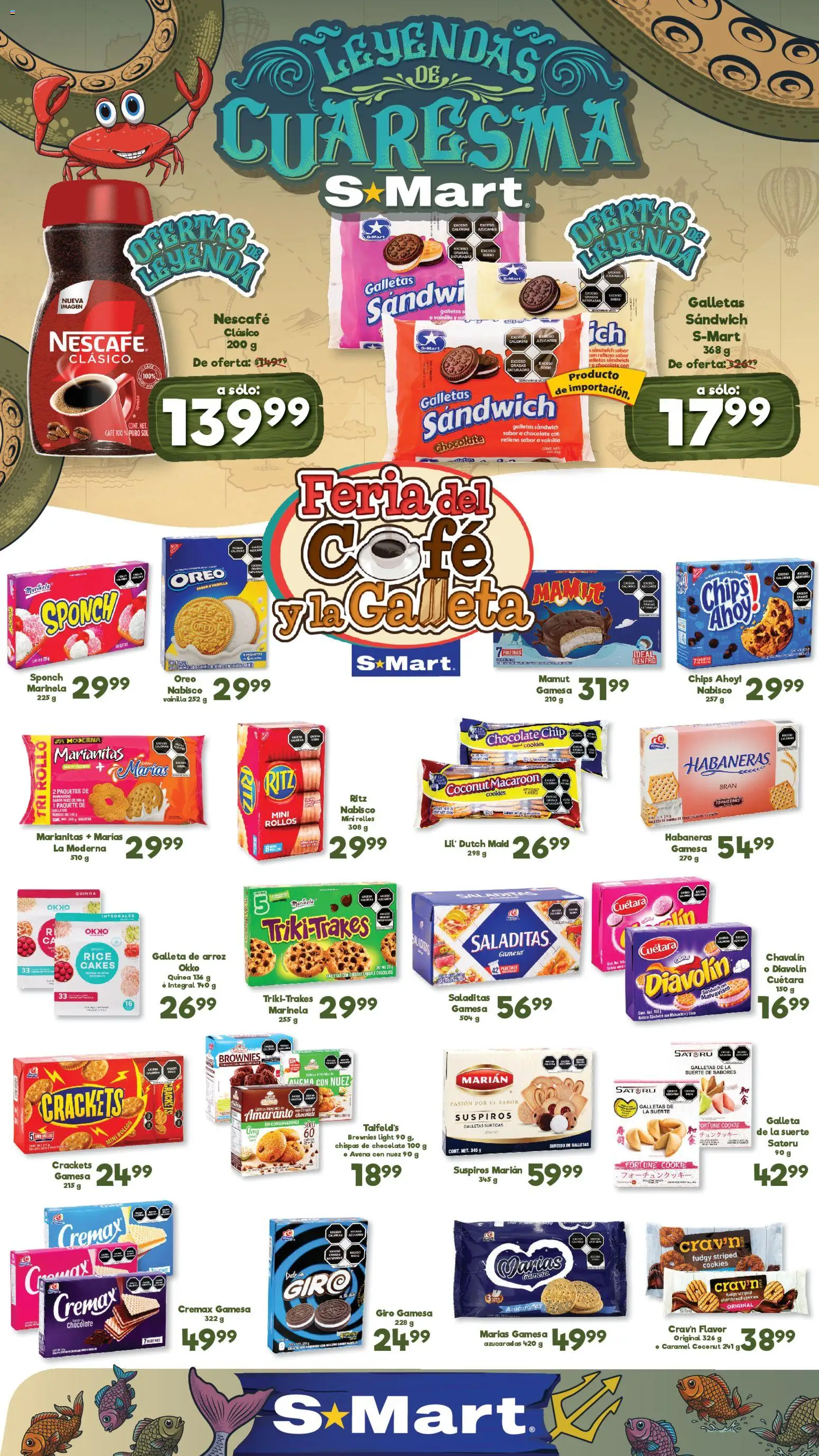 Vista previa las ofertas de la tienda S-Mart - S-Mart folleto Ofertas de feria Juárez desde el 20/03/2026 - Chocolate, Brownies, Avena, Arroz, Sal, Vainilla, Nuez, Oreo
