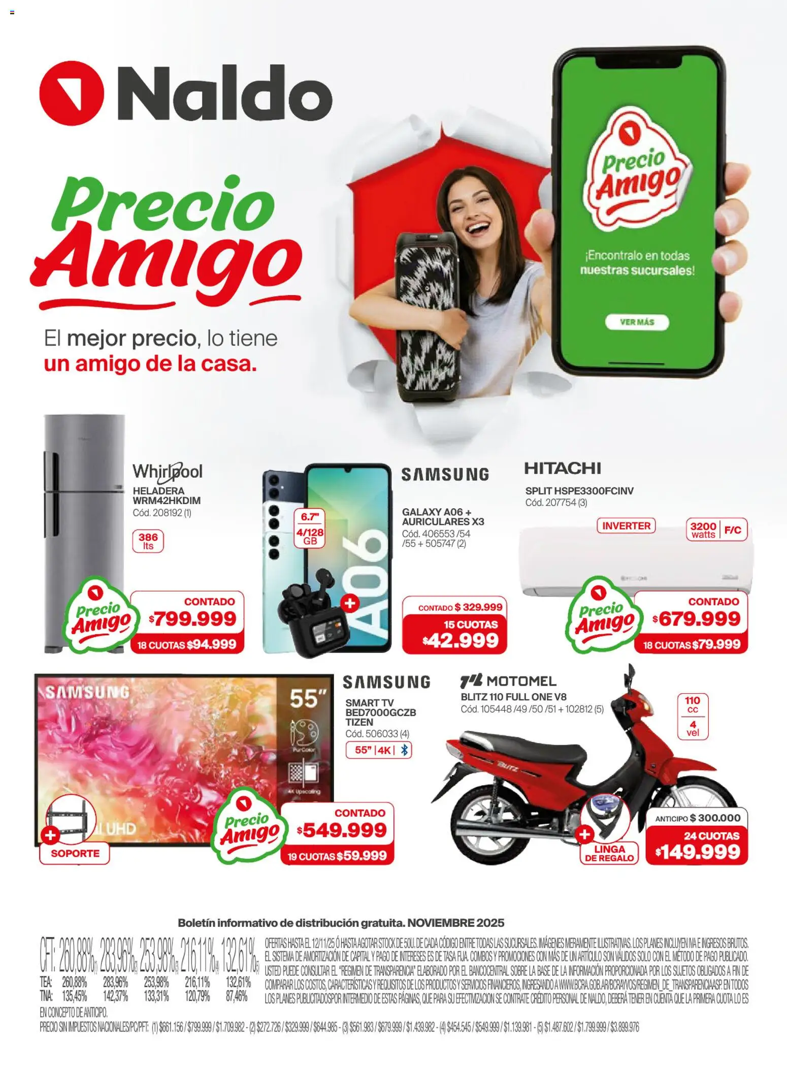 Vista previa del folleto de la tienda Naldo válido desde el 12/11/2025 - Heladera, Auriculares, Sobre