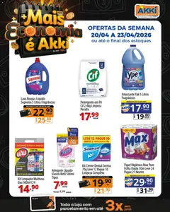 Pré-Visualização do folheto "Akki Atacadista ofertas Mais economia" da loja Akki Atacadista válido a partir de 20/04/2026