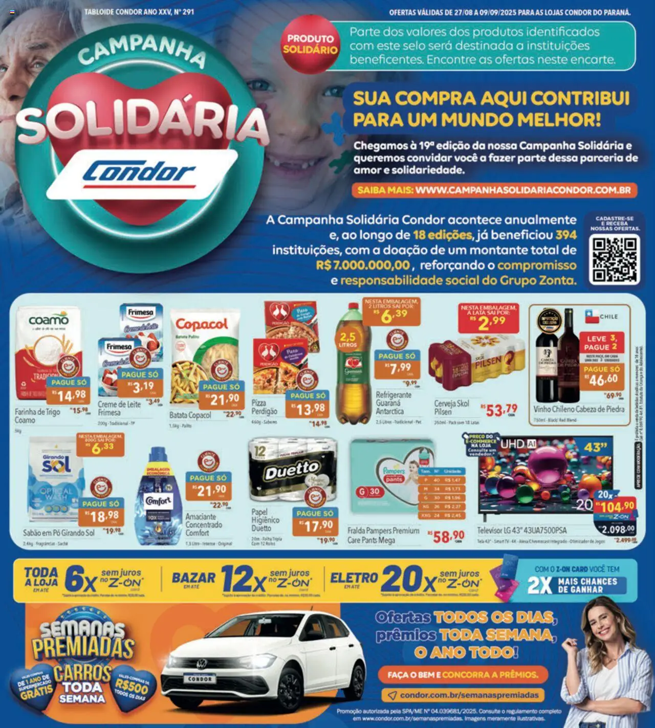 Supermercados Condor folheto "Ofertas Solidária" válido a partir de 27/08/2025 - número de página 1