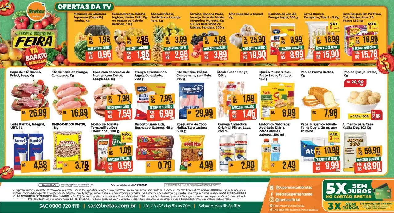 Bretas folheto "Ofertas do Dia" válido a partir de 15/07/2025 - número de página 1