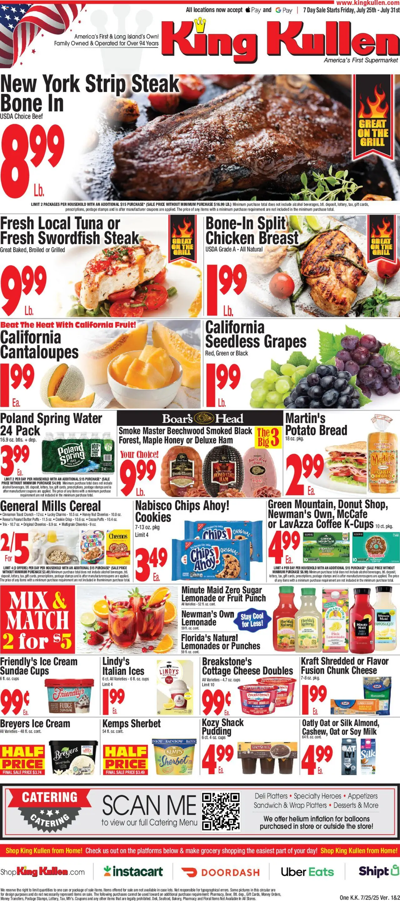 King Kullen Weekly Ad from 07/25/2025 - Flyer - Page number 1