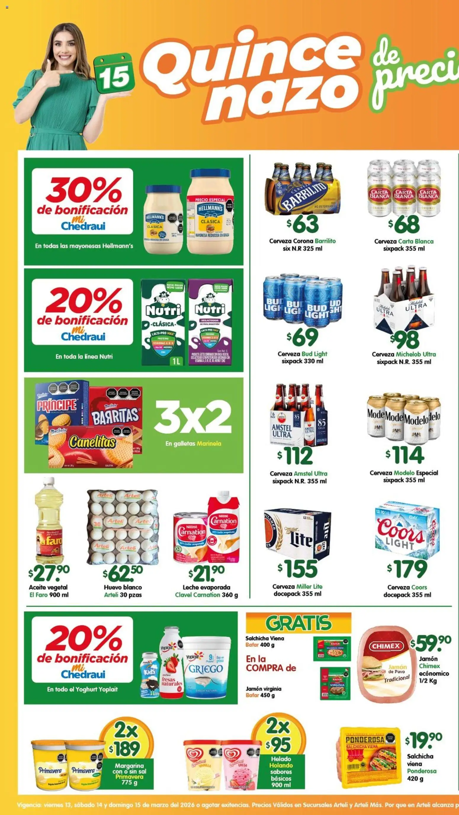 Vista previa las ofertas de la tienda Arteli - Arteli folleto Valles desde el 13/03/2026 - Galletas, Proteína, Huevo, Aceite, Pavo, Cerveza Corona, Mayonesa, Aceite vegetal