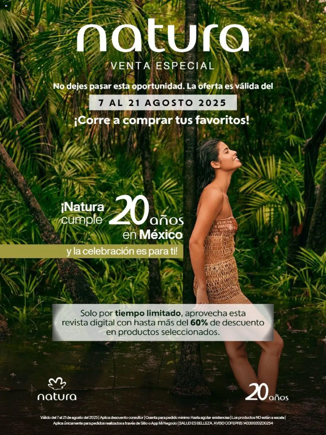 Folleto Especial 20 Aniversario Natura y sus promociones válidas desde el 07/08/2025 - Número de página 1
