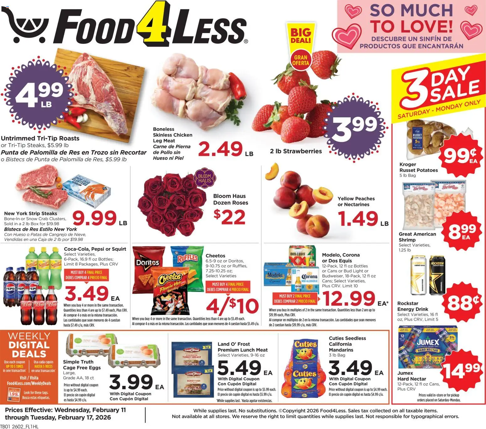 Ad Preview of Food 4 Less Weekly Ad from 02/11/2026