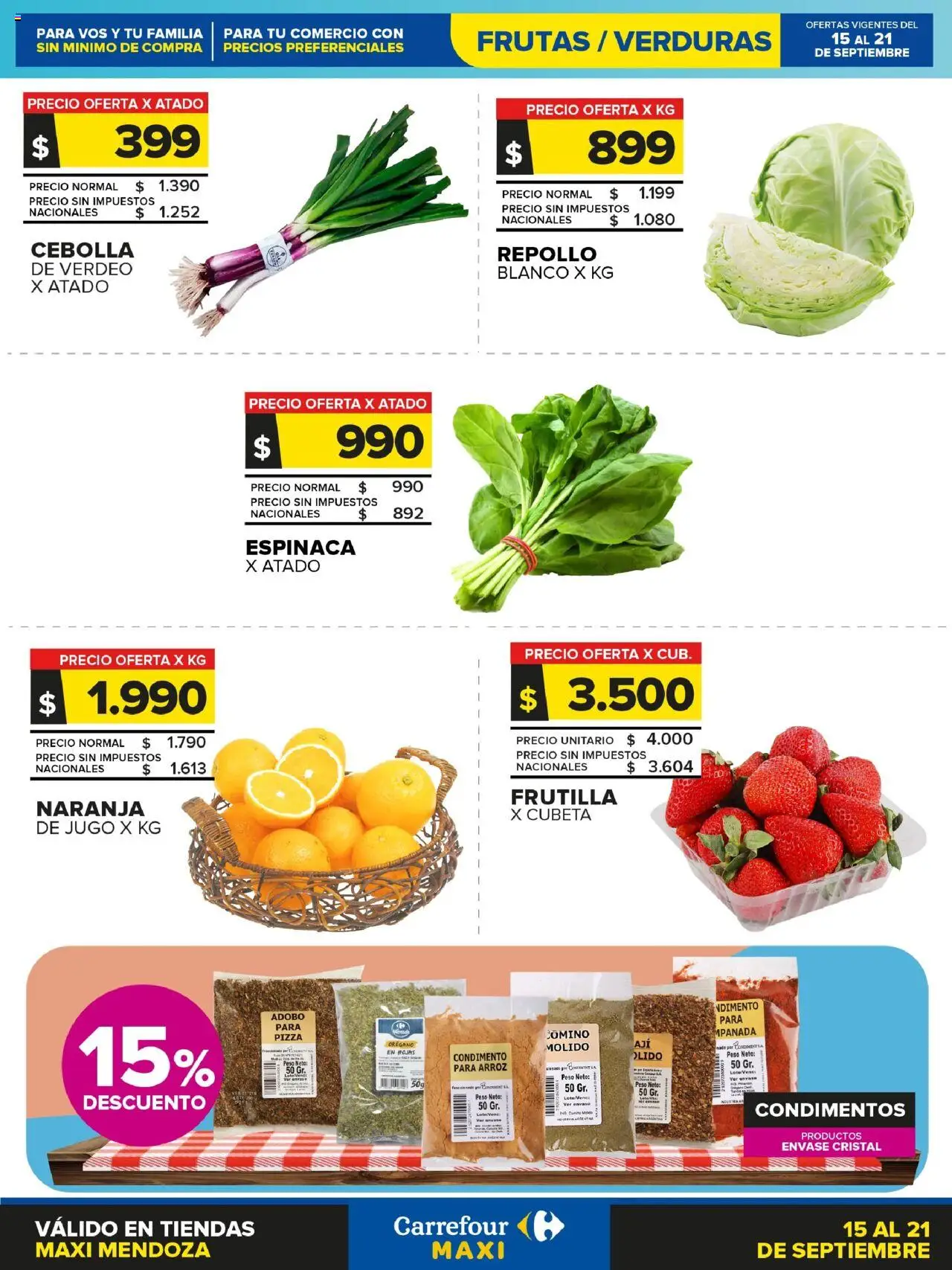 Carrefour Maxi Frutas y Verduras | Mendoza del 15/09/2025 Online
