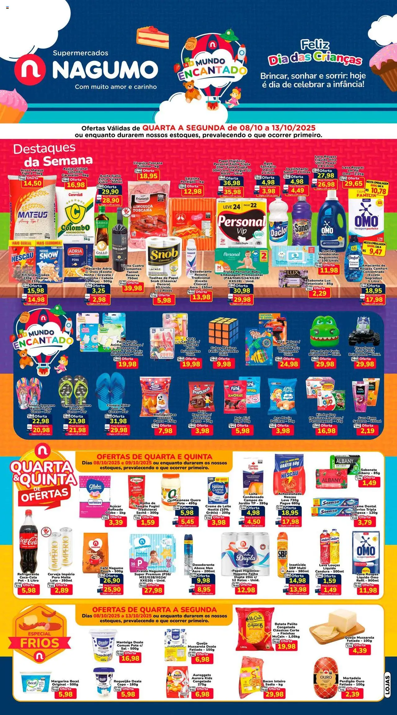 Nagumo folheto "Ofertas da semana" válido a partir de 08/10/2025 - número de página 1 - Caixa, Bolo, Macarrão, Ovos, Sabonete, Tomate, Mortadela, Amaciante