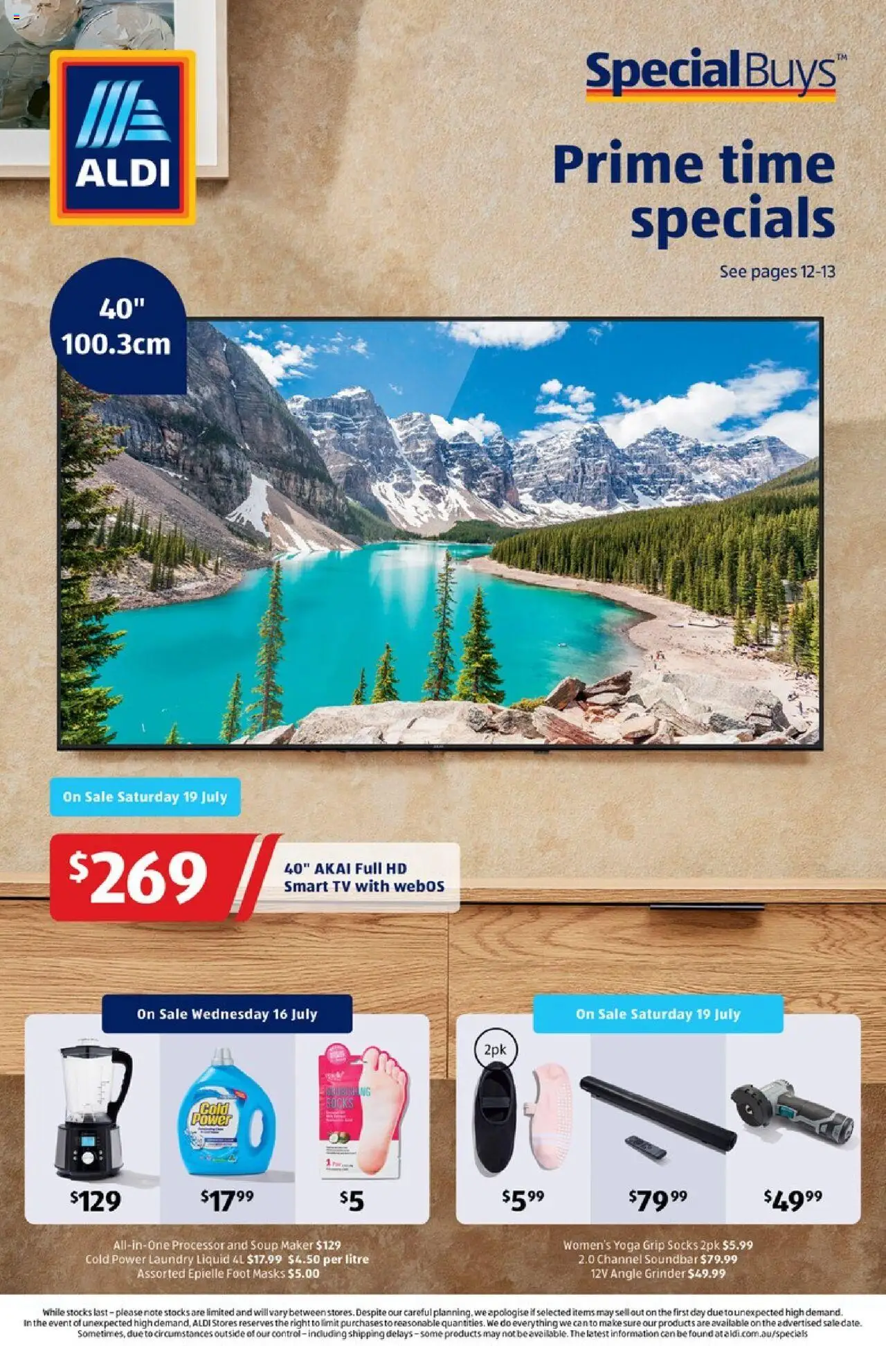 Aldi catalogue valid from 16/07/2025 - page 1 - Masks, Soundbar, Socks, Soup, Tv, Laundry, Grinder, Smart tv