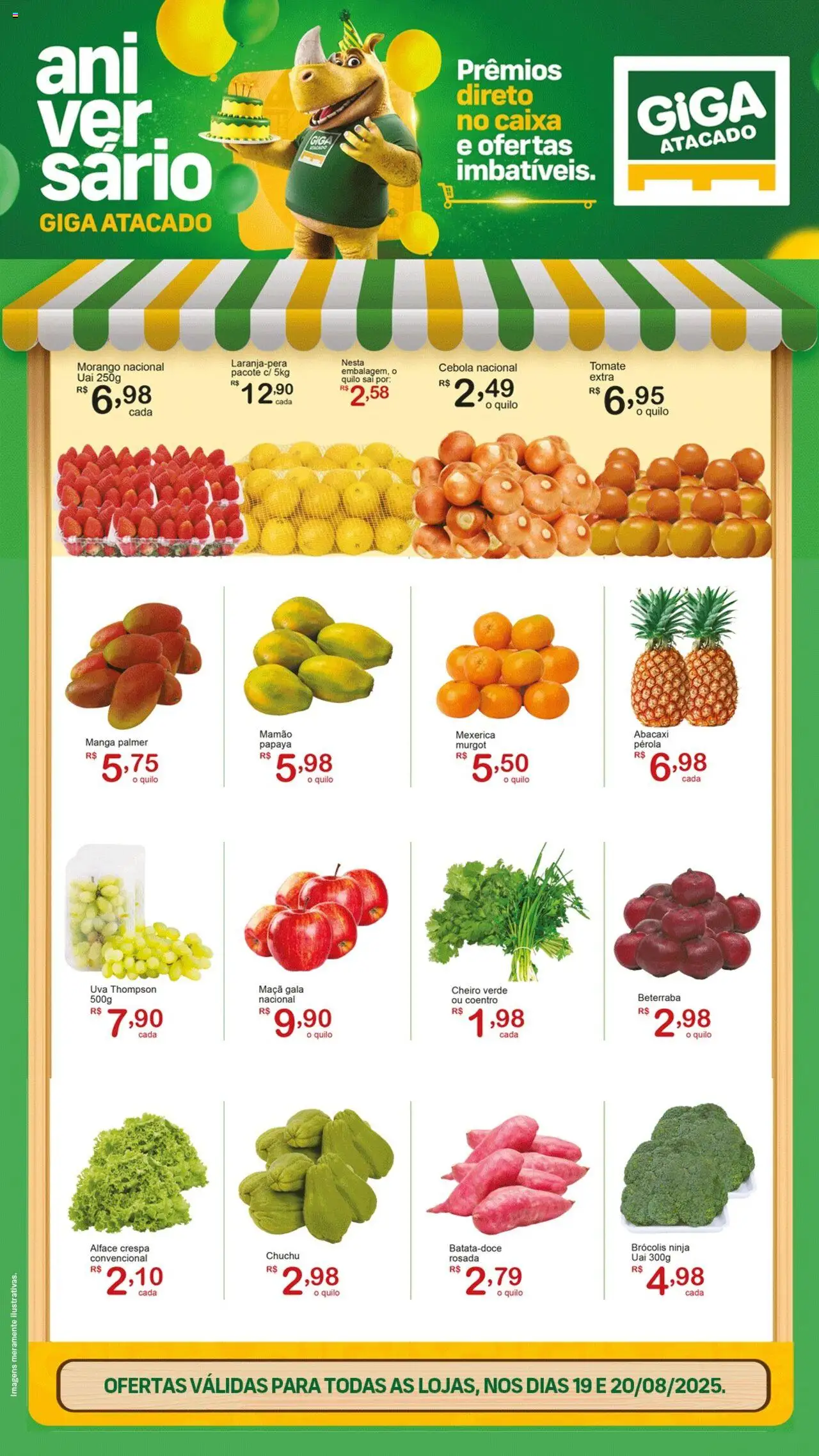 GIGA Atacado folheto "Ofertas Feirão" válido a partir de 19/08/2025 - número de página 1 - Caixa, Abacaxi, Chuchu, Tomate, Alface, Mexerica, Cebola, Mamão
