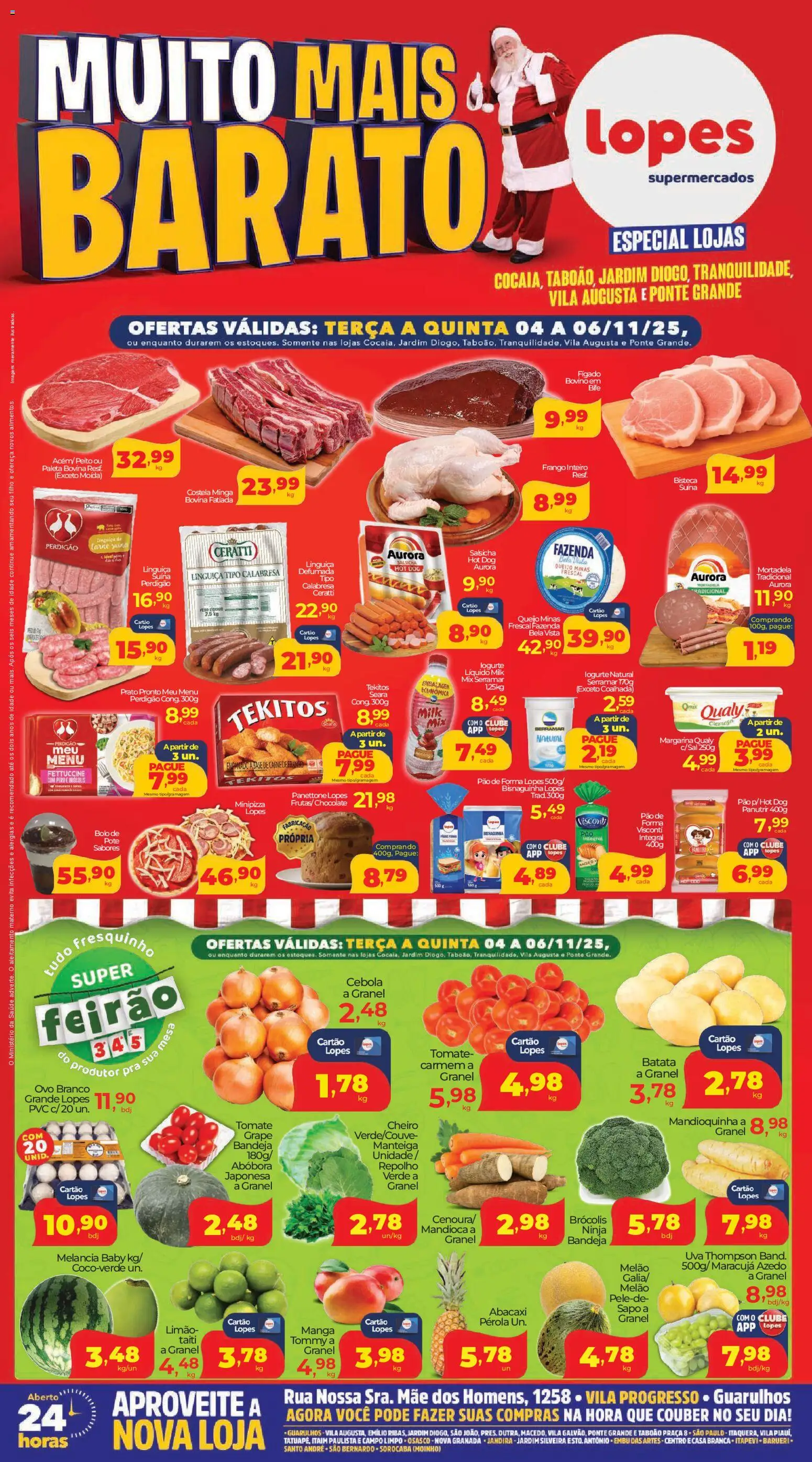 Pré-Visualização do folheto "Ofertas Muito Mais Barato" da loja Lopes Supermercados válido a partir de 04/11/2025
