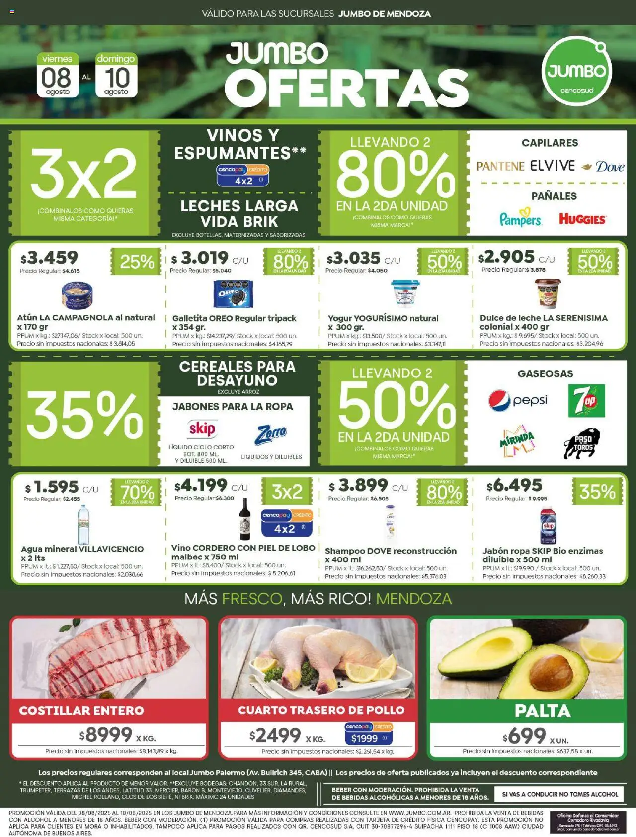 Jumbo Ofertas | Mendoza del 08/08/2025 >> Catálogo - Vino, Alcohol, Arroz, Cordero, Jabón, Yogur, Dulce, Agua mineral