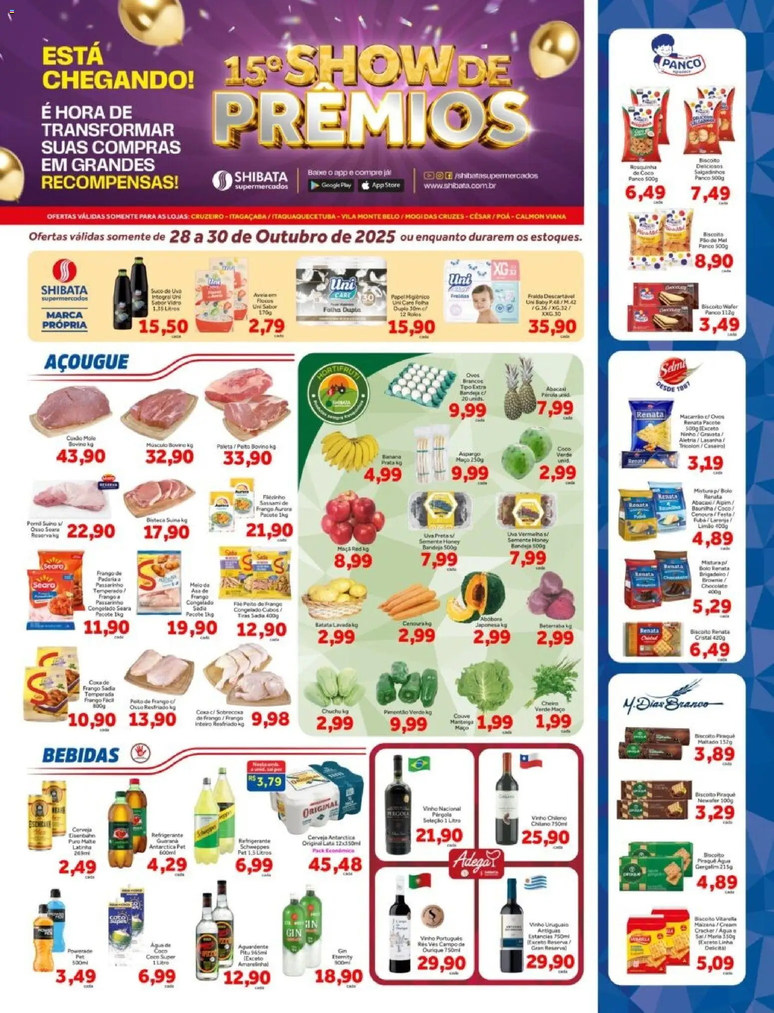 Pré-Visualização do folheto "Ofertas Cruzeiro, Itaqua, Mogi César e Poá" da loja Shibata válido a partir de 28/10/2025
